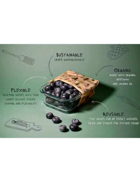 Envolturas de Cera de Abeja Parfórna - Reutilizables 3 Tamaños Ecológicas Envolturas de Cera de Abeja Parfórna - Reutilizables 3 Tamaños Ecológicas