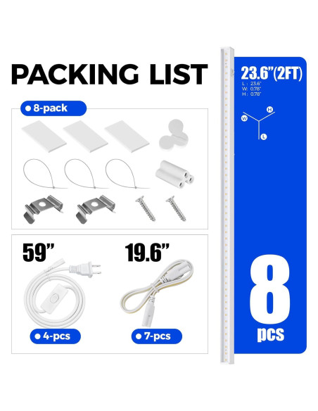 Luces de Cultivo LED Barrina T5 2ft 80W Espectro Completo 8 Pzas Luces de Cultivo LED Barrina T5 2ft 80W Espectro Completo 8 Pzas