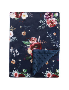 Manta BORITAR para Bebés 75x100cm Floral Azul Oscuro