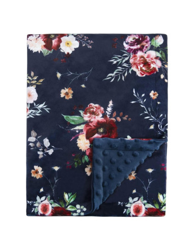 Manta BORITAR para Bebés 75x100cm Floral Azul Oscuro