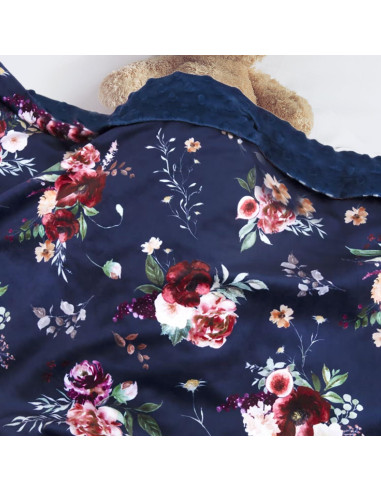 Manta BORITAR para Bebés 75x100cm Floral Azul Oscuro