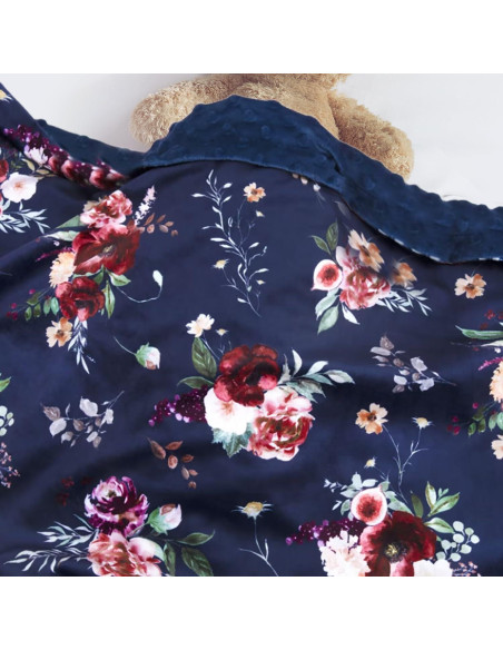 Manta BORITAR para Bebés 75x100cm Floral Azul Oscuro Manta BORITAR para Bebés 75x100cm Floral Azul Oscuro