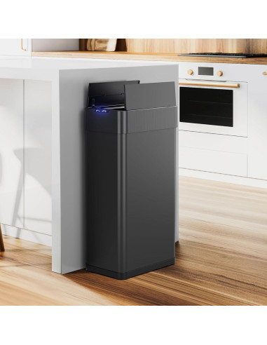 Cubo de Basura Automático TLSUNNY 50L Acero Inoxidable Negro