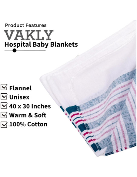 Mantas de Recepción para Bebés Vakly - Paquete de 3 Algodón 100%