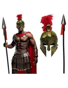 Casco Medieval Espartano Nicky Bigs + Lanza Prop 150 cm