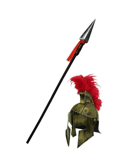 Casco Medieval Espartano Nicky Bigs + Lanza Prop 150 cm
