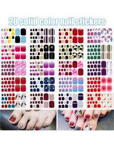 20 Hojas Calcomanías para Uñas de Pies YECIRALA - 440 Pcs 2