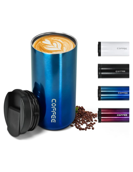 Taza de café aislada Icesip 400ml azul degradado con tapa