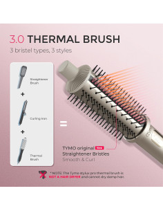 Cepillo Térmico TYMO Stylux Pro 1.5" Alisador y Rizador 2 en 1 2