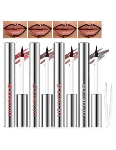 Set de Tinte Labial Despegable 4 Colores con Pincel Fino