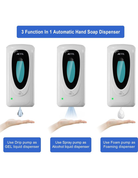 Dispensador de Jabón Espumoso Automático AETTL 1000ml Sin Contacto Dispensador de Jabón Espumoso Automático AETTL 1000ml Sin Contacto