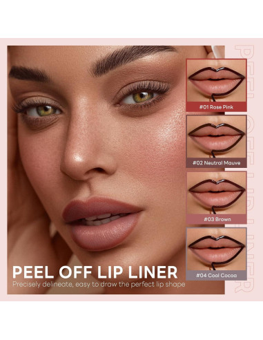 Set de Tinte Labial Despegable 4 Colores con Pincel Fino