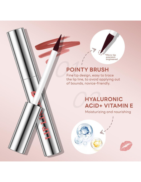 Set de Tinte Labial Despegable 4 Colores con Pincel Fino