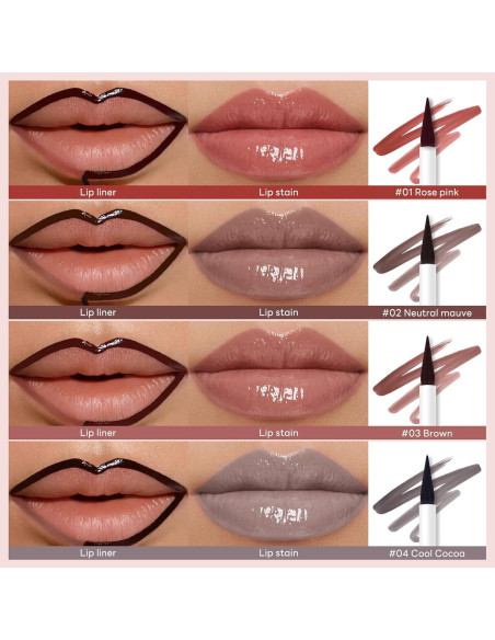 Set de Tinte Labial Despegable 4 Colores con Pincel Fino