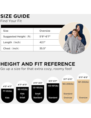 Manta con Capucha Bedsure Grande Carbón 100% Poliéster