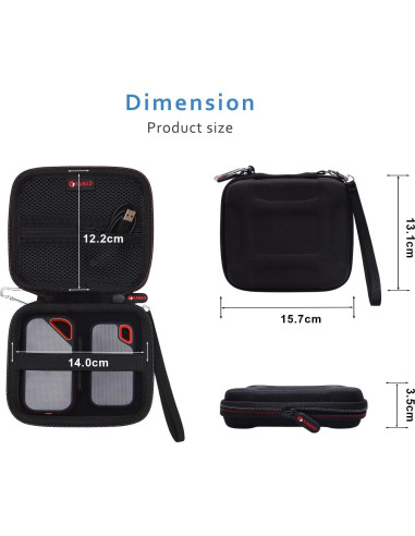 Funda Dura XANAD para SSD Sandisk Pro/Samsung T7 - Negro