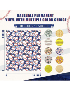 Vinilo Adhesivo Permanente Tintnut - 10 Hojas 30.48x25.4cm Béisbol 2