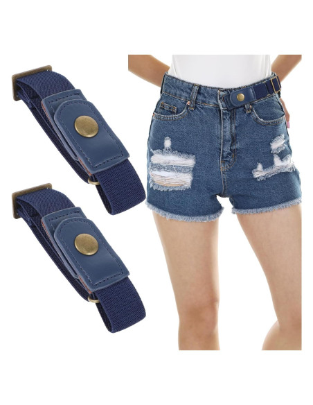 Cinturón Sin Hebilla Elástico Neyauo 2 Pcs Ajustable Negro