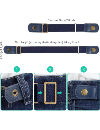 Cinturón Sin Hebilla Elástico Neyauo 2 Pcs Ajustable Negro