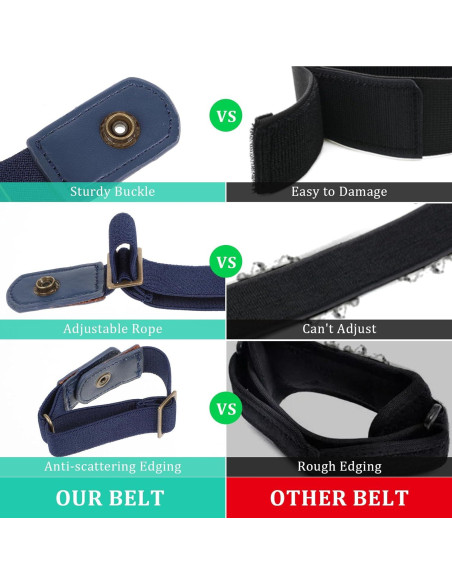 Cinturón Sin Hebilla Elástico Neyauo 2 Pcs Ajustable Negro