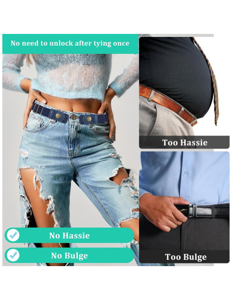 Cinturón Sin Hebilla Elástico Neyauo 2 Pcs Ajustable Negro