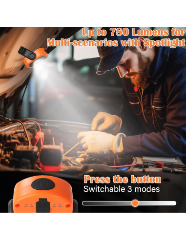 Luz de Trabajo LED KALVATAY 3000mAh 3 Modos 360 Naranja