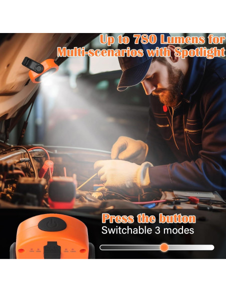Luz de Trabajo LED KALVATAY 3000mAh 3 Modos 360 Naranja
