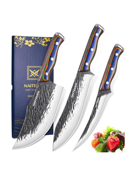 Juego de cuchillos de cocina Naitesen 3 piezas forjados a mano