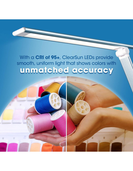 Lámpara de Escritorio LED OttLite CSDQA80W-SHPR con Cargador Inalámbrico y USB, Azul