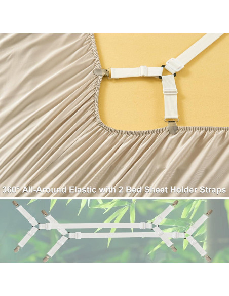 Juego de Sábanas Doble HCORA 100% Viscosa Bambú 400 Hilos Beige