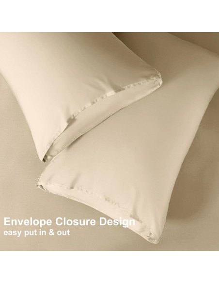 Juego de Sábanas Doble HCORA 100% Viscosa Bambú 400 Hilos Beige