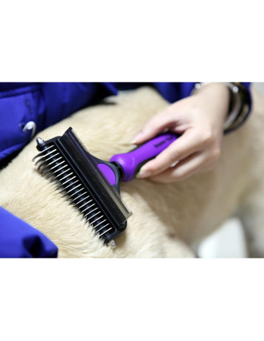 Cepillo Deshedding y Grooming Maxpower Planet Grande Púrpura