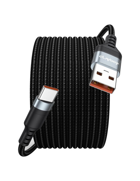 Cable USB C 4.57m CLAVOOP Carga Rápida 23W Trenzado Negro