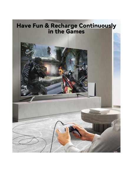 Cable USB C 4.57m CLAVOOP Carga Rápida 23W Trenzado Negro