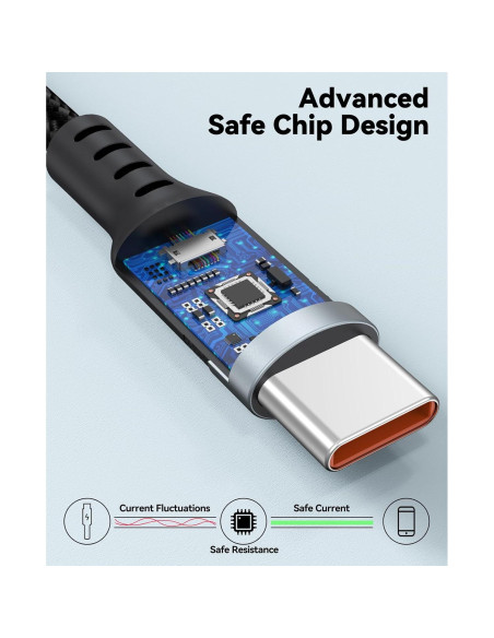 Cable USB C 4.57m CLAVOOP Carga Rápida 23W Trenzado Negro