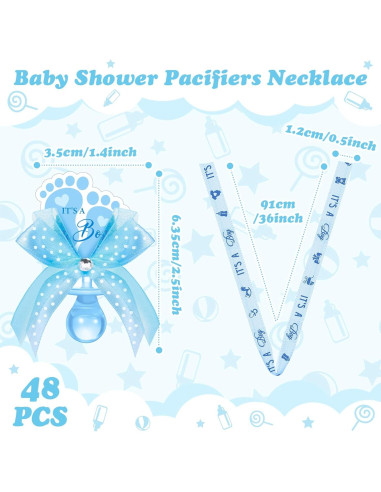 Collares de Chupete XunYee 48 Pcs Baby Shower Azul