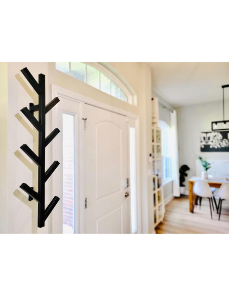 Perchero Premium Montado en Pared Negro para Sombreros y Abrigos