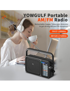 Radio Portátil AM FM YOWGULF con Bluetooth y Antena Telescópica 2