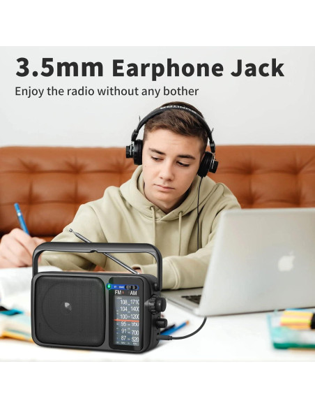 Radio Portátil AM FM YOWGULF con Bluetooth y Antena Telescópica
