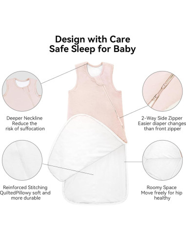 Saco de dormir BubblePanda 0-6 meses 0.5 Tog rosa suave