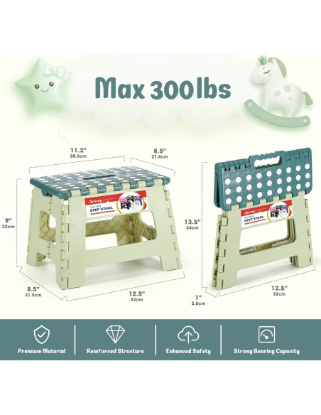 Taburete Plegable ACSTEP 9 Pulgadas Bicolor Verde 300 kg