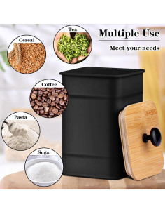 Conjunto de 4 Tarros de Cocina Herméticos Dualshine - Negro 2