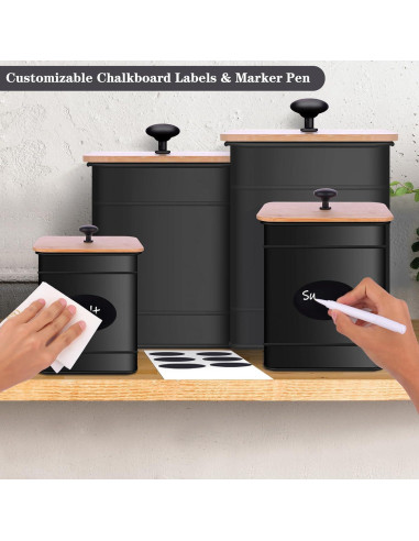 Conjunto de 4 Tarros de Cocina Herméticos Dualshine - Negro