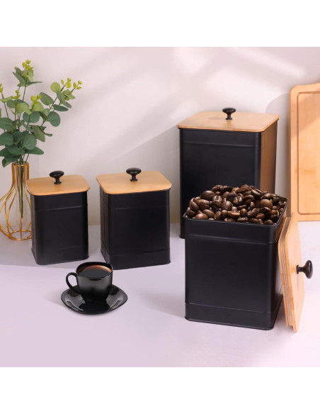 Conjunto de 4 Tarros de Cocina Herméticos Dualshine - Negro