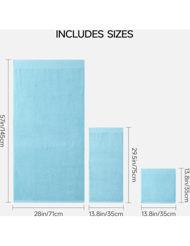 Juego de Toallas Premium REDKISS 8 Piezas 100% Algodón Azul