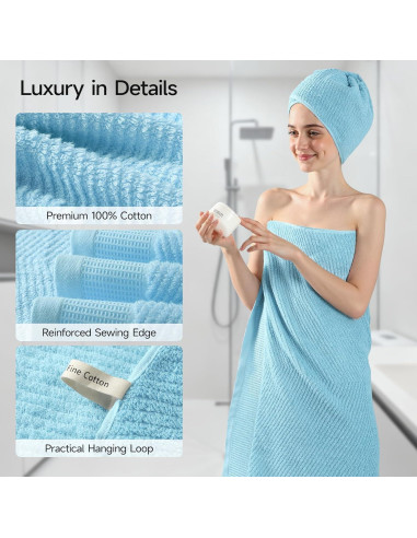 Juego de Toallas Premium REDKISS 8 Piezas 100% Algodón Azul