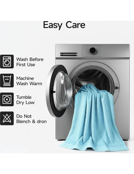 Juego de Toallas Premium REDKISS 8 Piezas 100% Algodón Azul