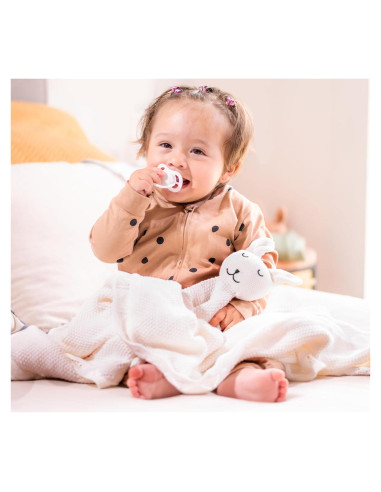 Manta Lovey Bordada para Bebé Tranquil Kiddo 76x102 cm Algodón Orgánico