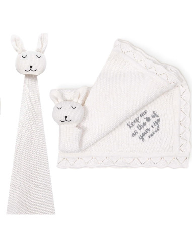 Manta Lovey Bordada para Bebé Tranquil Kiddo 76x102 cm Algodón Orgánico