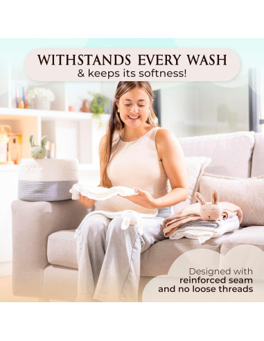 Manta Lovey Bordada para Bebé Tranquil Kiddo 76x102 cm Algodón Orgánico